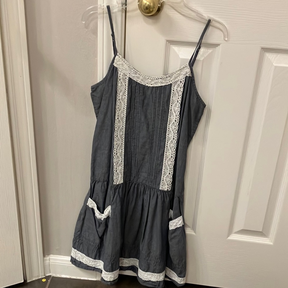 Gray knitted spaghetti strap dress